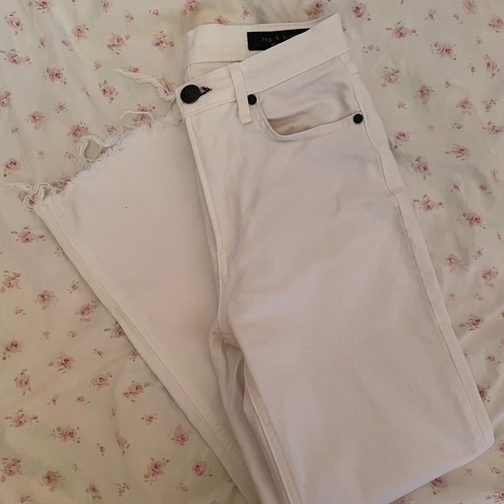 Rag & Bone white denim - high rise, slim fit, cropped